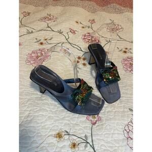 Italo Balestri multicolor beaded heel mules